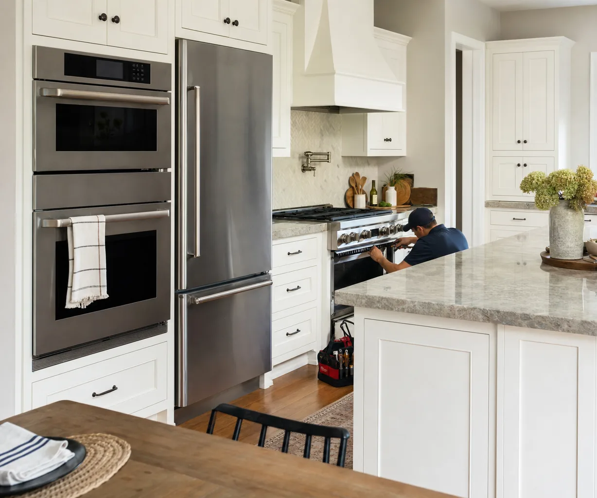 A luxury kitchen with built-in stainless appliances on a same-day visit